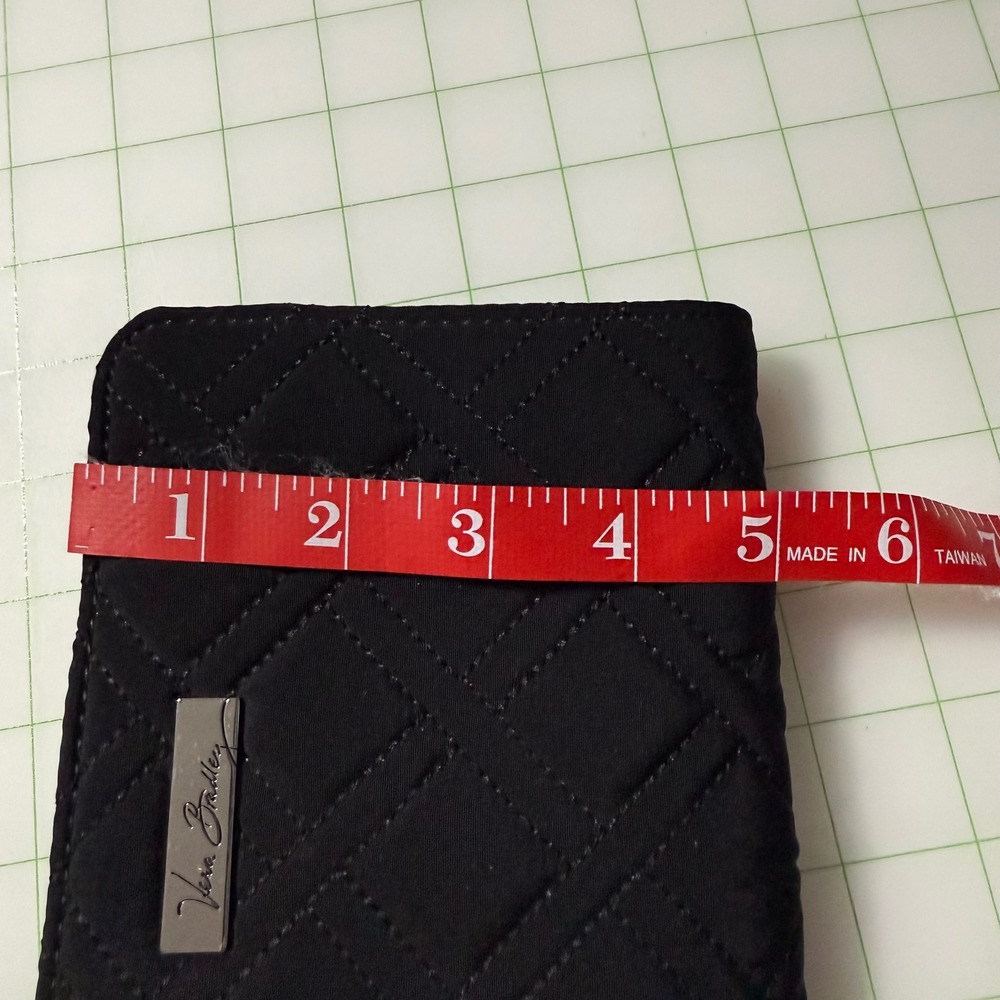 Y2K Vera Bradley Wristlet Wallet Zip Classic Quilted Black Leaf print interior - Picture 7 of 7